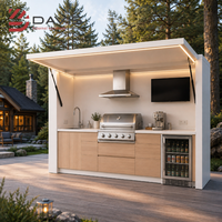 Meubles de cuisine d'extérieur modulaires avec barbecue, évier, îlot, armoire de rangement, solution personnalisée d'usine pour les cours modernes