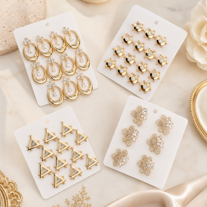Wholesale Fashion Jewelry Earrings Zirconia 18K Gold Plated Copper Alloy Stud Women's - Product Image 1