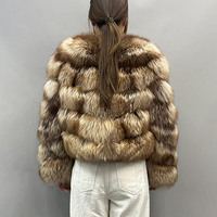 Jancoco Nouvelle Arrivée Manteau Court à Col Rond Personnalisé pour Femme en Véritable Fourrure de Renard pour Soirée