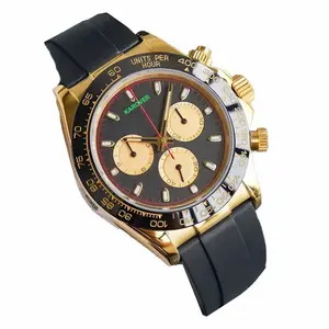 Relógio de pulso clássico masculino OEM 40mm ouro e prata relógio mecânico automático redondo relógio de pulso luxuoso safira à prova d'água