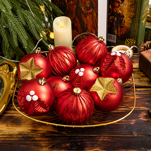 2026 Trend 20Pcs 8cm Luxury Machine-Made Shatterproof Silk Screen Printed Christmas <b>Ball</b> Ornaments Set Mixed Red Gold Tree - Product Image 2