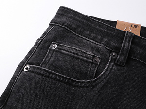 Jeans Y2K Grunge con Abertura en la Rodilla para Hombre, <span class=keywords><strong>Negros</strong></span>, Desgastados, Ajustados, con Agujeros, Pantalones Casuales de Mezclilla Delgada - Product Image 2