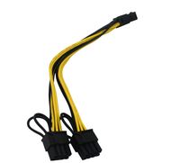 كابل طاقة HXE من 6 سنون إلى 8 سنون مزدوج (6+2) PCI-E لجهاز تعدين GPU بطول 200 مم، سلك PVC UL1007 18AWG