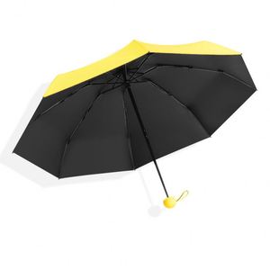 Mini parapluie de poche pliable 5 sections, baleines en alliage, tissu 190T, logo personnalisé mignon, double usage soleil/pluie, revêtement noir anti-UV, cadeaux d'affaires - Product Image 1