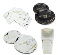 10 pièces Eid Mubarak vaisselle jetable assiettes en papier tasses serviettes musulman fête islamique Ramadan Kareem Eid Al-Fitr décorations
