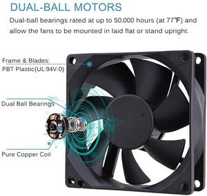 Ventilador sin escobillas con dos rodamientos de bolas 8025 80x80x25mm 12V 24V 48V Ventilador axial de alta Cfm Dc de refrigeración - Product Image 5
