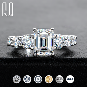 PYQ 3 Carat <strong>Emerald</strong> Cut Moissanite Engagement Ring, 925 Sterling <strong>Silver</strong> Fashion <strong>Jewelry</strong> for Overseas Exclusive Wholesale - Product Image 1