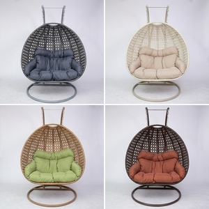 Silla Colgante Tipo <span class=keywords><strong>Huevo</strong></span> Grande para 2 Personas, Doble Asiento, con Soporte, Color Personalizado, Muebles de Mimbre para Patio, Venta al Por Mayor - Product Image 1