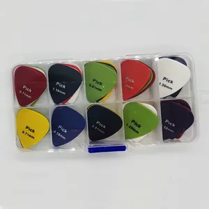 사용자 정의 로고 50 개/상자 0.58/0.71/0.81/0.96/1.20/1.50mm 두께 ABS Plectrum 중재자 기타 중국 공장