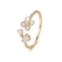 Cincin Perak Sterling 925 Desain Trendi Grosir, Cincin Mutiara Bunga Terbuka yang Dapat Disesuaikan