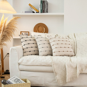 HomeMall Funda de almohada cuadrada con lunares y rayas, color negro, amarillo, marrón, rosa, verde menta, poliéster, funda de cojín extraíble para el hogar - Product Image 4