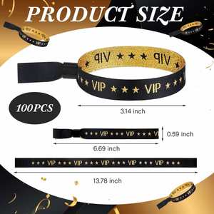 Pulsera de poliéster personalizada con hilo dorado y plateado para eventos, con logotipo, para fines promocionales - Product Image 3