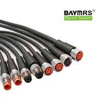 Connecteur d'alimentation DIN droit 5 broches série M12 en cuivre, indice de protection IP67, câblage fixe, câble multiconducteurs pour applications automobiles