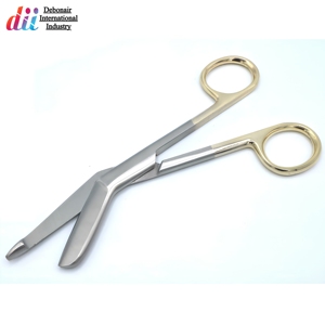Lister Bandage Scissors Stainless Steel Angled Blades Gold Plated Finger <b>Rings</b> Customized Scissors Wholesale Supplier - Product Image 2