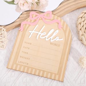 ป้ายประกาศข่าวดีรูปผีเสื้อตัวน้อย, การ์ดไม้ "สวัสดีชาวโลก" สำหรับโรงพยาบาล, ของตกแต่งห้องเด็กอ่อนรูปดอกเดซี่, อุปกรณ์ประกอบฉากถ่ายรูป - Product Image 1