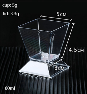 60ml tasse carrée simple paroi transparente PS gelée tasse 2oz <span class=keywords><strong>jetable</strong></span> Mini désert tasses de qualité alimentaire pour la crème glacée - Product Image 3