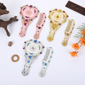 Rose Opvouwbare Make-Up Spiegel Retro Draagbare Beauty Handvat Tafellegering Shell Sieraden - Product Image 4