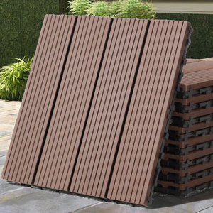 Contemporary Design Interlocking Decking Tiles Wood Grain Finish Brushed Anti-Slip Waterproof 300x300mm Outdoor Balcony <b>Flooring</b> - Product Image 2