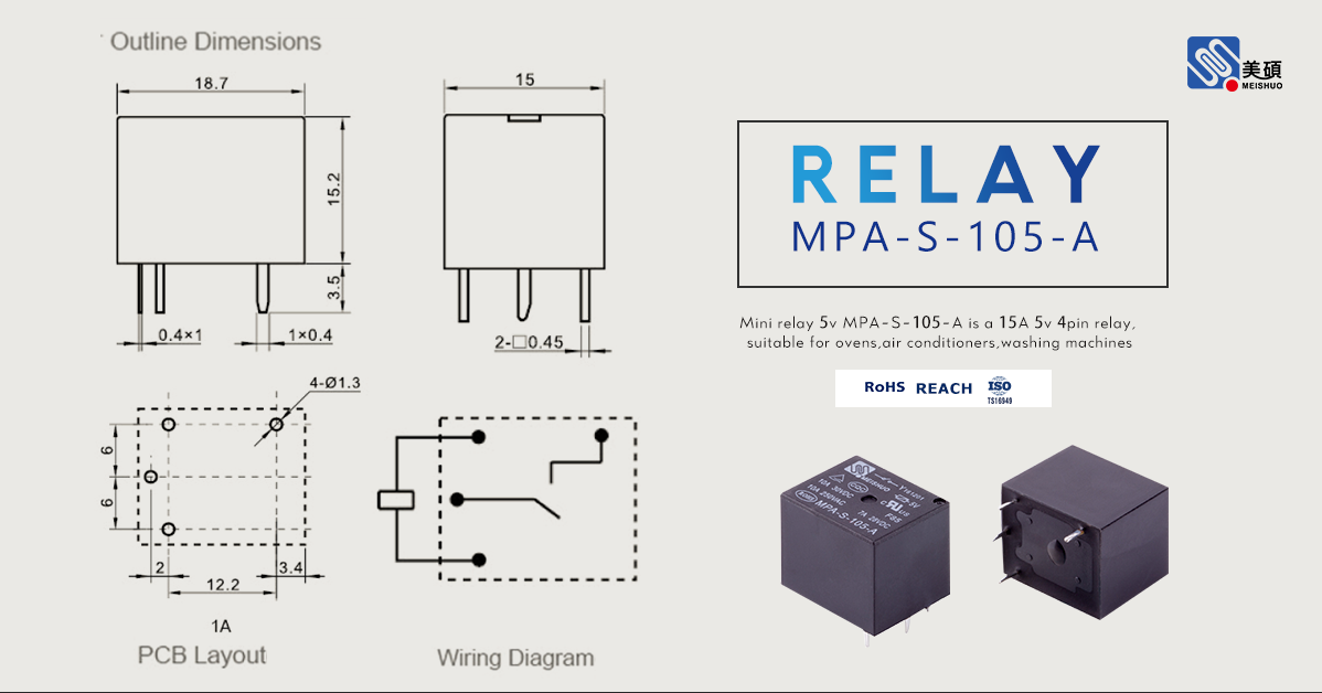 Meishuo МПа 5 в 12 В 24 в 15 А реле мощности постоянного тока 5-контактный Тип печатной платы в наличии черное электромагнитное силовое электрическое реле
