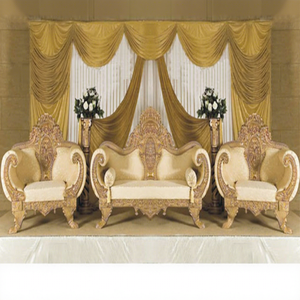 Ensemble de canapé doré sculpté Royal, meubles lourds de styliste/ensemble de canapé Shahi mahariya, pour mariage - Product Image 1