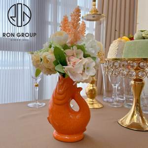 Jarrón de flores decorativo de buena calidad, taza <span class=keywords><strong>tiki</strong></span> de cerámica con forma de pez naranja - Product Image 5