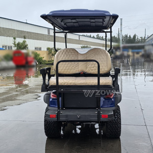 Carrito de Golf Elevado de 4 Plazas Azul Rey con Neumáticos Todoterreno de Banda Profunda y Asientos Acolchados Color Crema para Turismo en Villas - Product Image 5