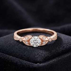 Bague de fiançailles minimaliste en diamant cultivé en laboratoire certifié IGI, taille ronde, plaqué rhodium, or 10K/14K/18K, argent 925/935, pour mariage - Product Image 1