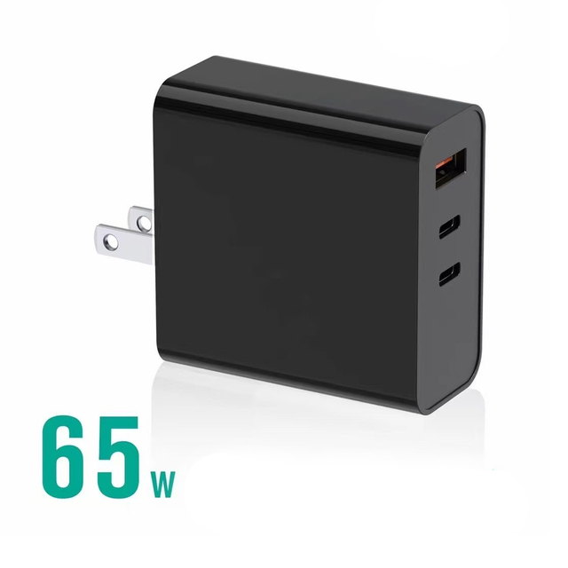 Portable 65W Dual Port USB Type-C Wall Charger GaN Mini 18W/63W/20V Pd OCP Power Supply Adapter for Mobile Phones OTP OVP