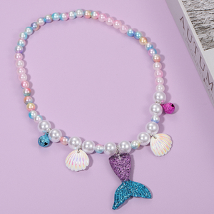 Collana di Perle a Tema Sirena per Bambine, Set di Gioielli da Principessa in Cinque Pezzi (Acrilico/Resina/Lucite), Regalo per le Feste, Vendita all'Ingrosso - Product Image 3