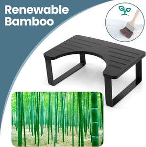 Taburete de baño de bambú duradero, bandeja de cuclillas portátil antideslizante para adultos y niños, taburete de baño a prueba de grietas, Color negro - Product Image 6