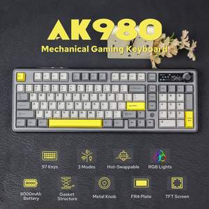 Teclado Mecánico para Juegos AJAZZ AK980, 98% Intercambiable en Caliente, Cableado e Inalámbrico, Transistor de Película Delgada, Pantalla a Color, USB para Computadora - Product Image 4