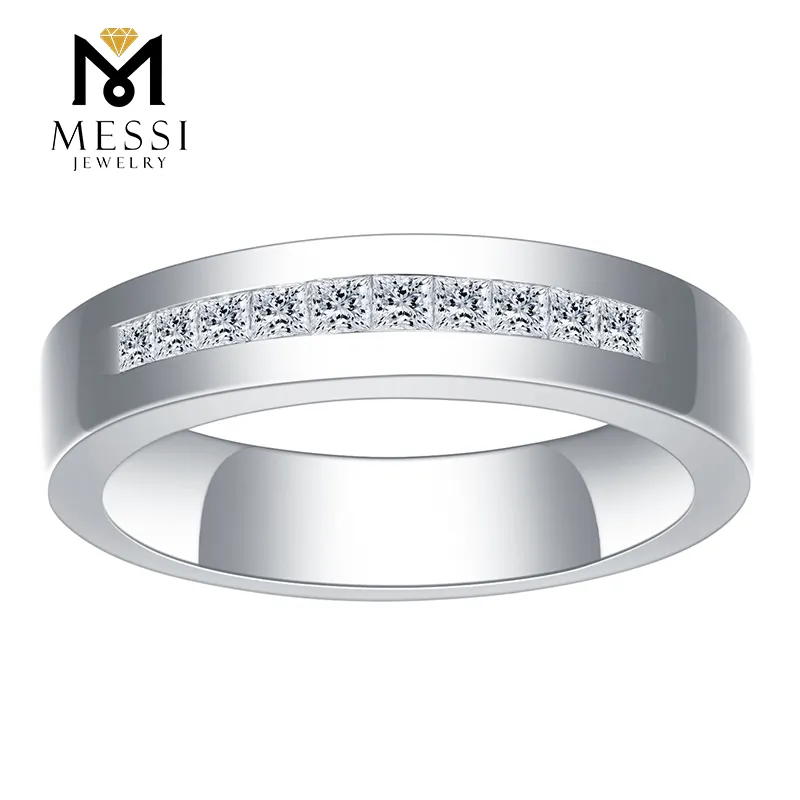 Messi Jewelry MSR-418 0.2CT PRINCESS Bague en diamant cultivé en laboratoire en or blanc 18 carats
