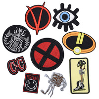 Lot de patchs brodés à thermocoller ou à coudre, motifs pop culturels, yeux souriants, étoiles, cercles, symboles, rétro et amusants