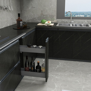 Organisateur de placard coulissant en métal au design moderne, panier coulissant de cuisine pour le rangement des bouteilles, installation facile pour armoires - Product Image 1