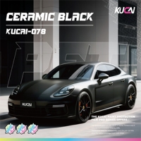 KUCAI 1.52*17m Vinyl Keramik Hitam PET Bebas Gelembung Udara untuk Pembungkus Motor Mobil Stiker Mobil Aksesoris Eksterior