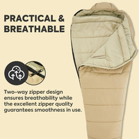 Sac de couchage momie personnalisé en nylon Ripstop 40D, fermeture éclair à accès thoracique, 3 saisons, OEM ODM, pour le camping, la randonnée et le trekking en extérieur