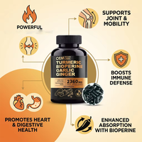 Capsule de Curcuma Biologique de Chine en Gros OEM, Supplément Naturel de Curcumine, Biopérine, Extrait de Racine d'Ail et de Gingembre