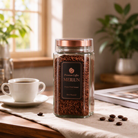 Botol Kaca Persegi 4oz 5oz 10oz 25oz dengan Tutup Logam Kedap Udara untuk Kemasan Biji Kopi Grosir