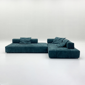 Divano Modulare a L Minimalista <span class=keywords><strong>Italiano</strong></span> in Velluto Moderno con Chaise Longue per Soggiorno - Product Image 1