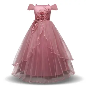 Yeni model sıcak satış kısa kollu o-boyun çiçek güzel bro kraliçe dantel elbise kız