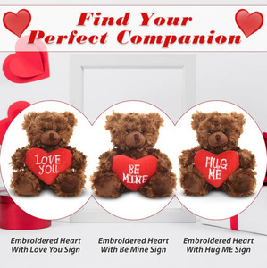 Valentinstag-Teddybär mit Gesticktem 'Love You Hug Me <span class=keywords><strong>Be</strong></span> Mine' Herz, 6 Zoll Weicher Plüsch-Kuscheltier für Romantische Geschenke und Dekoration - Product Image 1