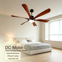 Ventilateur de plafond moderne noir de 60 pouces avec 5 pales en ABS, lumière LED, moteur BLDC, télécommande, lumière 3 couleurs, utilisation domestique et hôtelière