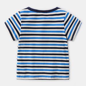 ผู้นำเข้าสินค้าจีนขายส่งในอินเดีย เดลี เสื้อยืดแขนสั้นเด็กผู้ชายลายทาง ผ้าฝ้ายยืด 100% - Product Image 5