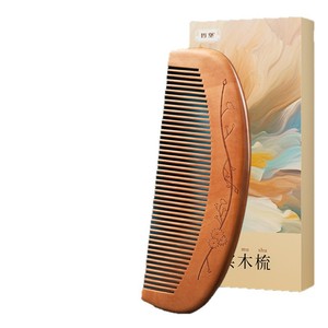 Peigne en bois de pêche naturel, usage domestique, bois, anti-statique, anti-chute de cheveux, peigne en bois de santal véritable, peigne en corne de bœuf, pour hommes et femmes - Product Image 1