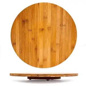 طاولة دوار للمطبخ من خشب الخيزران للاستعمال المنزلي
