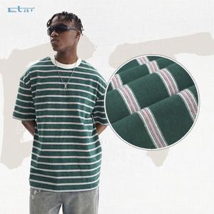 Verano Retro lavado al por mayor logotipo personalizado o-cuello camiseta en blanco Color empalme hombres camiseta a rayas - Product Image 5