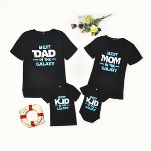Комплект одежды для всей семьи, черная футболка с коротким рукавом и надписью, одежда для родителей и детей, одежда для Отца и Сына, подходящая одежда