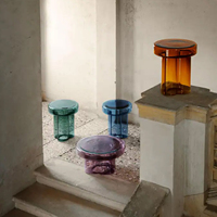 Nouveauté, table basse transparente au design fleuri, table ronde en verre coloré pour la maison, ensemble table d'appoint pour canapé, salon, hôtel