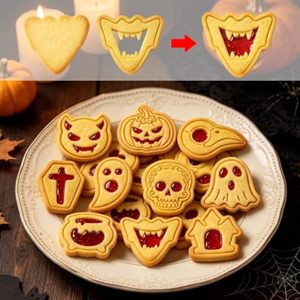 BPA-Free Halloween Sandwich Cookie Cutters Shapes <strong>Spooky</strong> Cross Coffin Castle Pumpkin Devil Ghost Cookie Molds for Baking DIY - Product Image 5