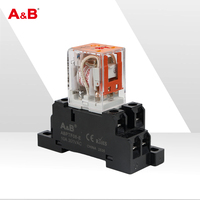 Module de relais miniature électromagnétique A&B PNM 10A DPDT pour rail DIN, DC 12V/24V AC 220V, relais industriel